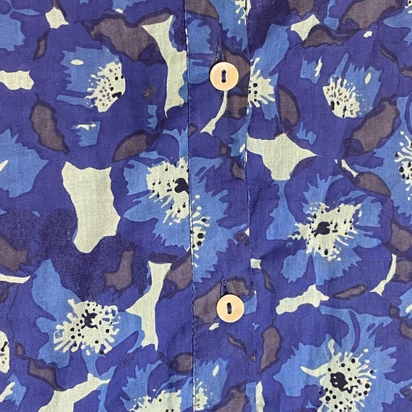 Ro's Garden Dress Womens XL Blue Floral Button Front Cotton Lined Boho Tunic - Picture 7 of 16